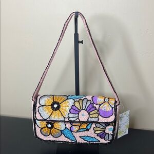 America & Beyond Express | Beaded Flower Shoulder Bag